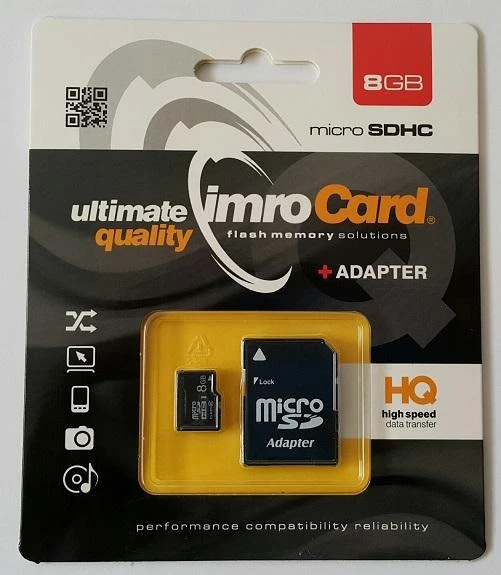IMRO atminties kortelė Micro SD 8GB su adapteriu SD