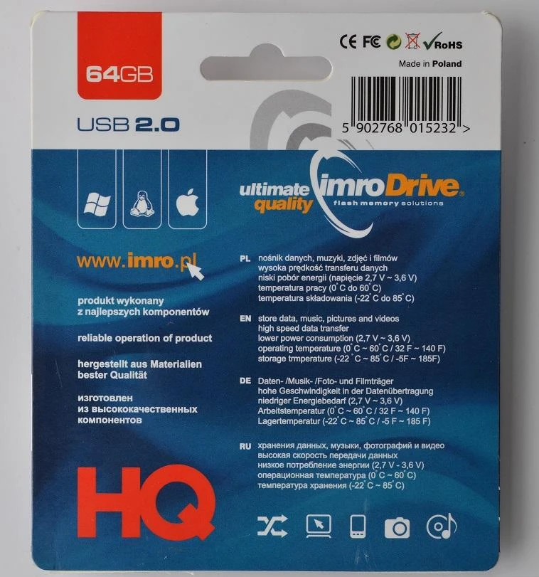 Wolbar IMRO pendrive Juodas 64GB USB2.0