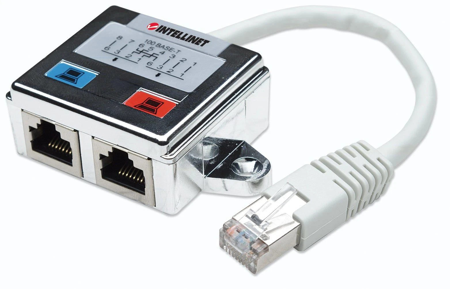 Intellinet 504195 kabelių sąsaja / invertavimo adapteris RJ-45 2x RJ-45 Sidabras