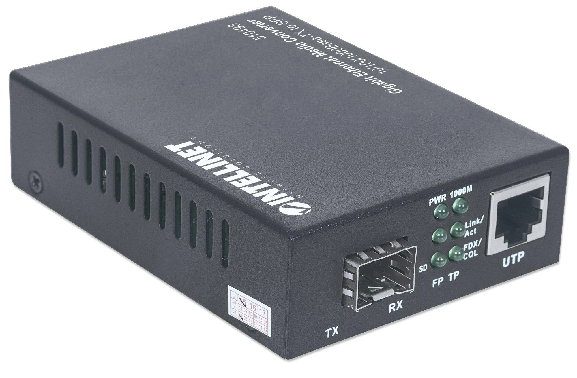 Intellinet 510493 tinklo medijos keitiklis 1000 Mbit/ai Juoda