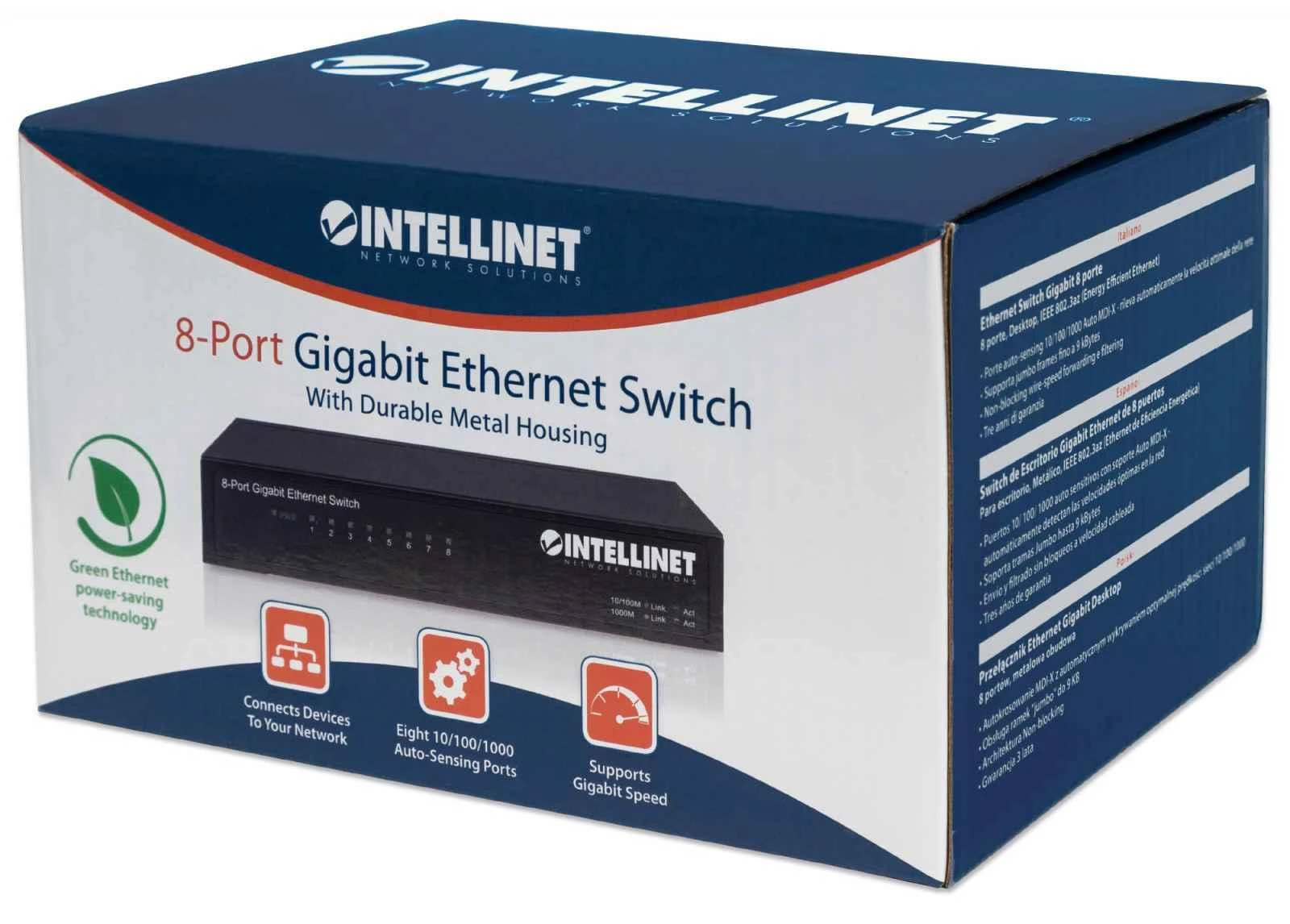Šakotuvas Intellinet 530347 tinklo komutatorius Gigabit Ethernet (10/100/1000) Juoda