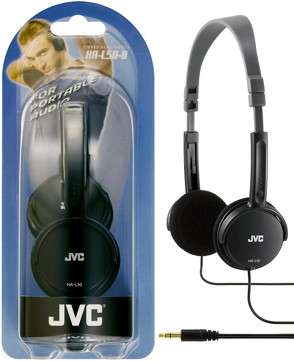 Lengvos ir stilingos ausinės JVC HA-L50BE 46g, juodos