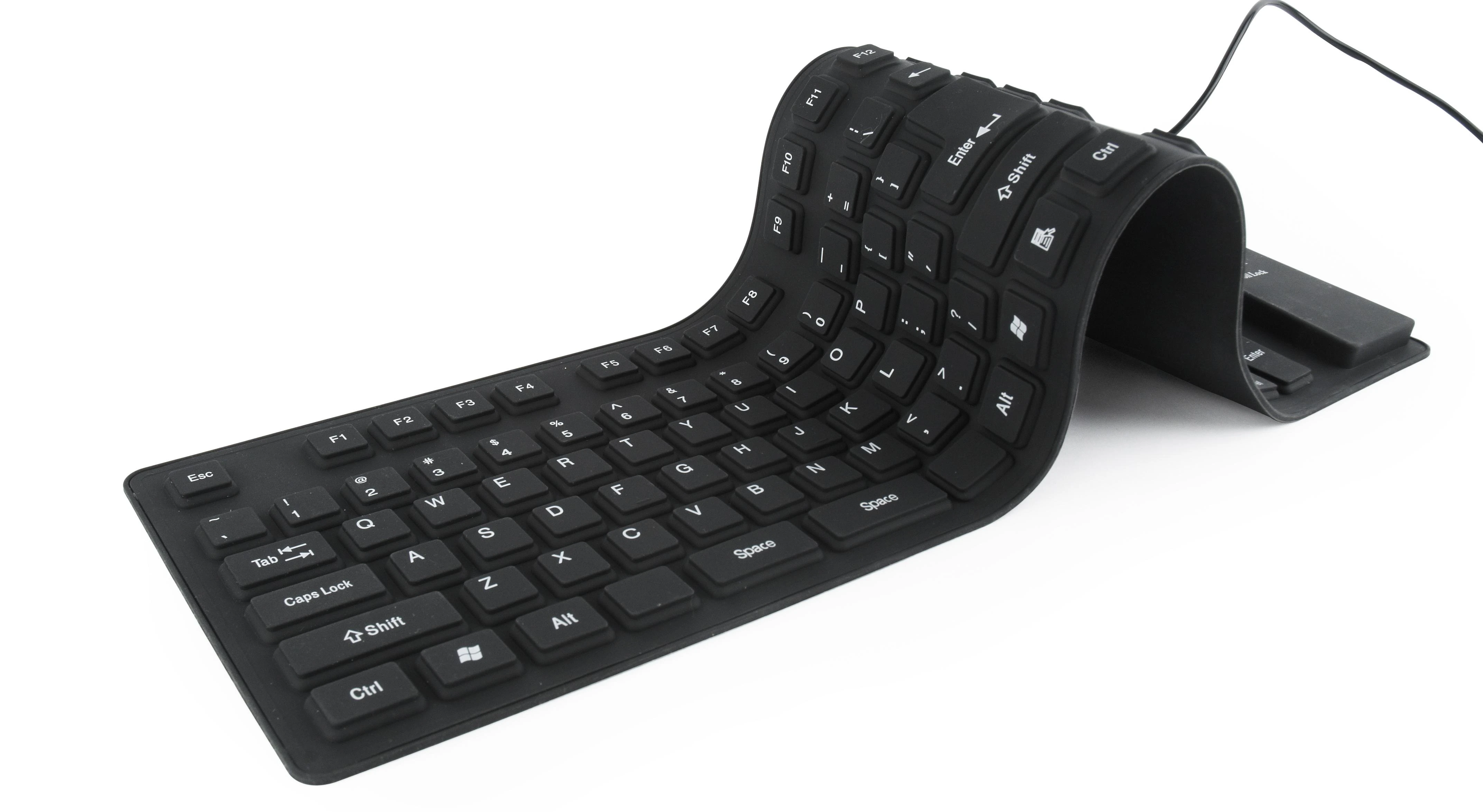 GEMBIRD KB-109F-B Lanksti klaviatūra USB + OTG juodos spalvos US išdėstymas