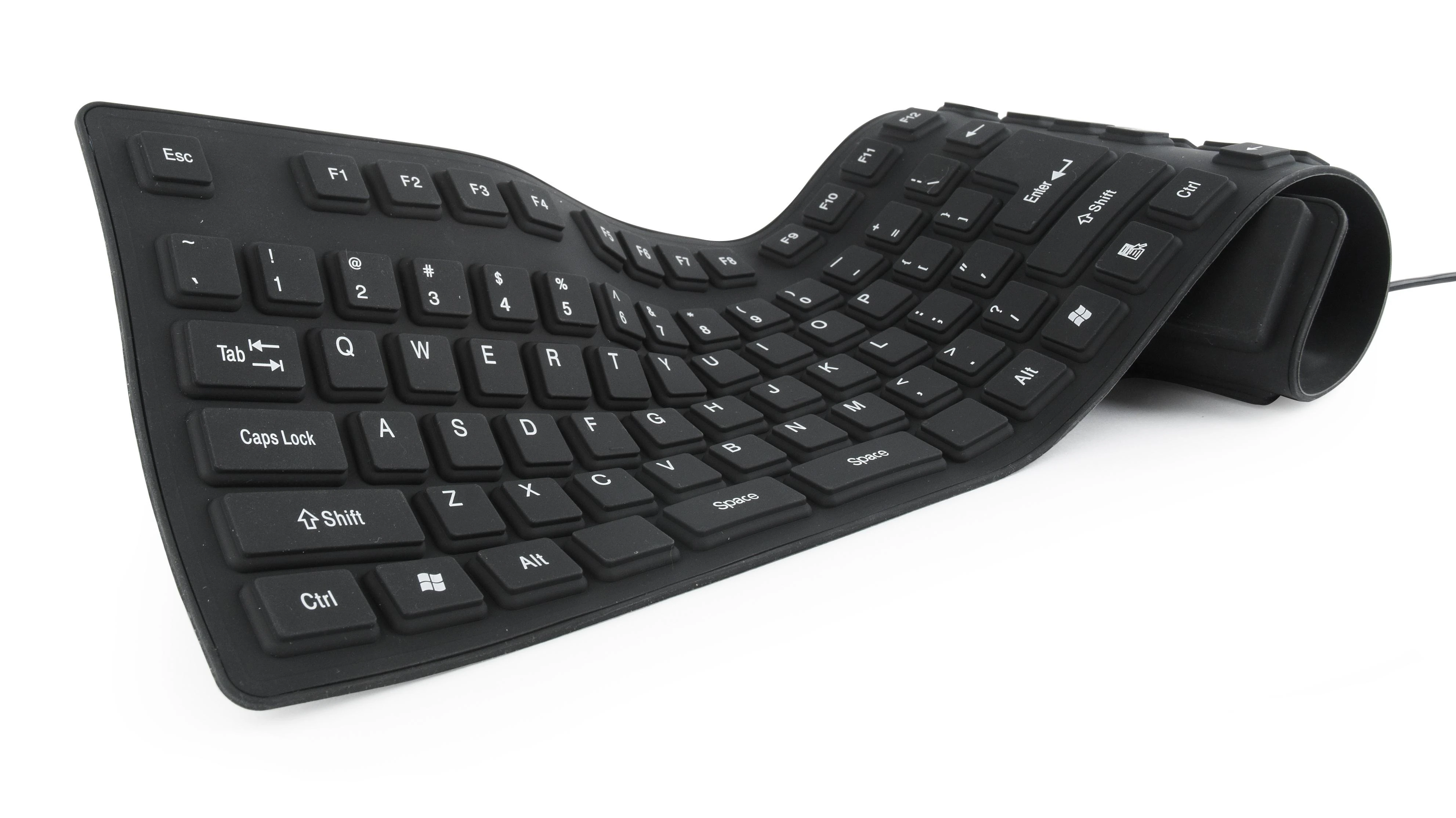 GEMBIRD KB-109F-B Lanksti klaviatūra USB + OTG juodos spalvos US išdėstymas