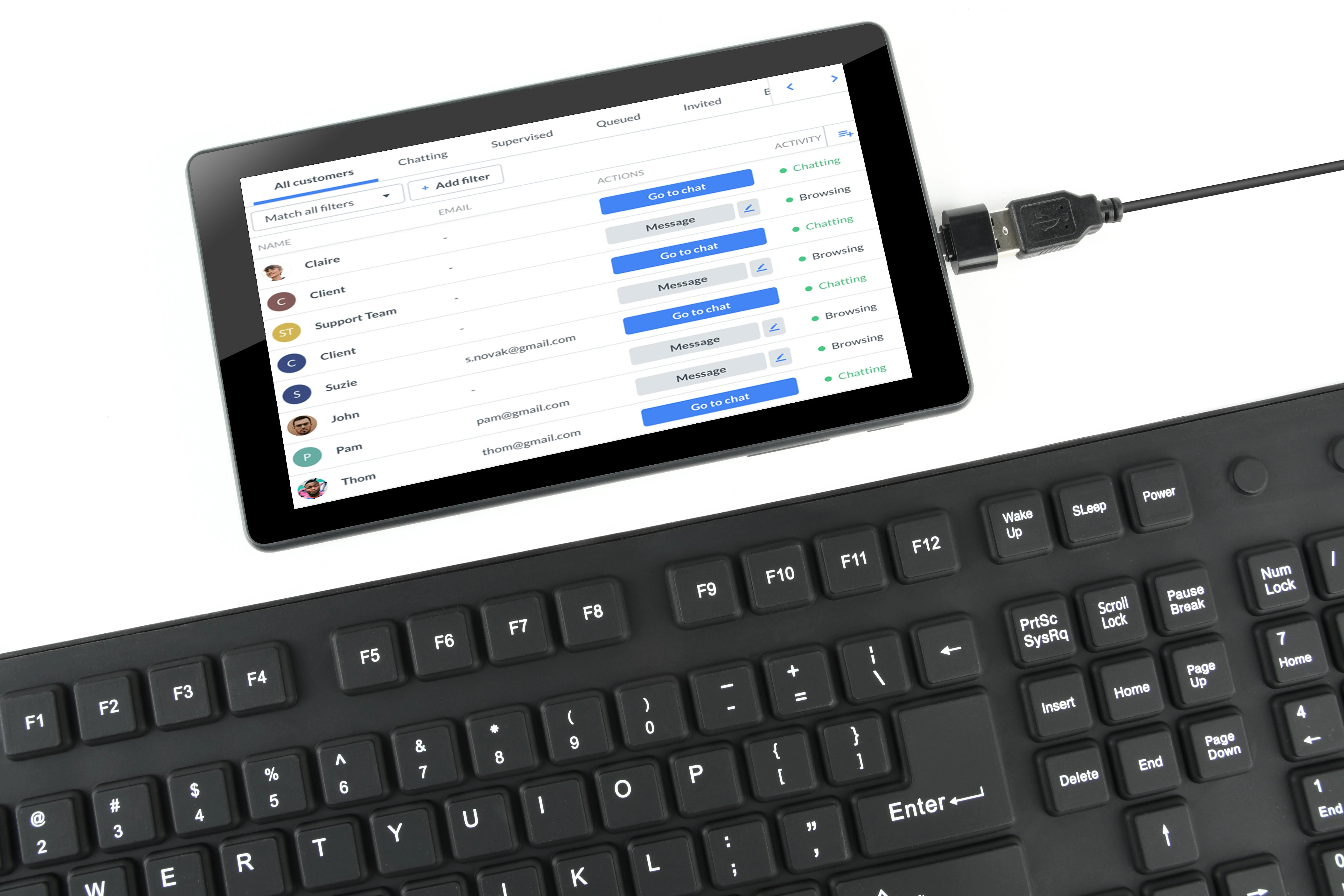 GEMBIRD KB-109F-B Lanksti klaviatūra USB + OTG juodos spalvos US išdėstymas