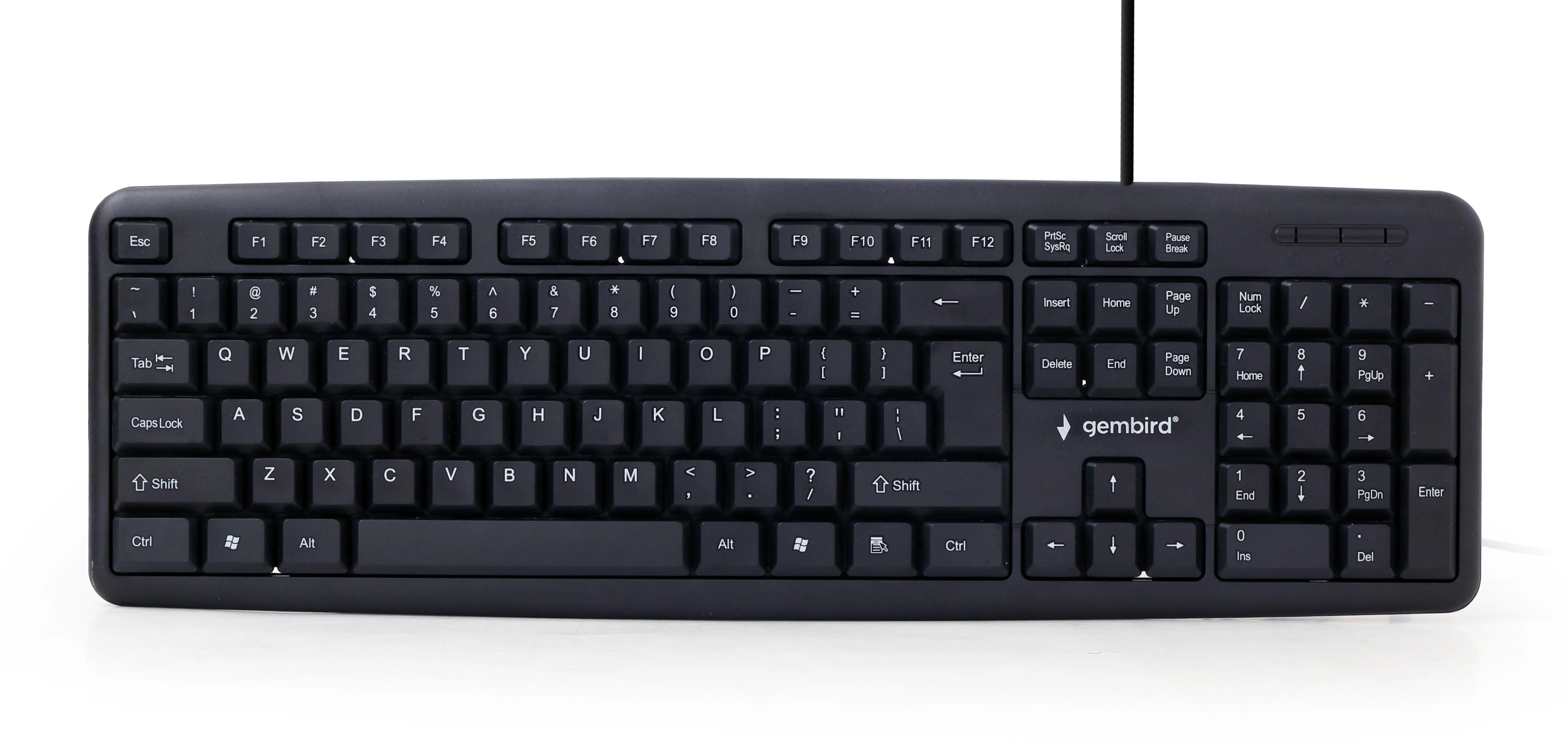 Gembird Standard klasikinė klaviatūra, USB jungtis, US idėstymas, Juoda
