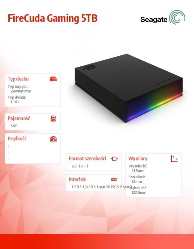 Kietasis diskas Seagate FireCuda Gaming 5TB