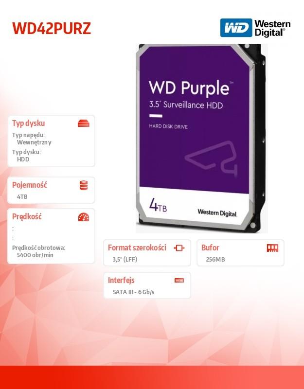 Western Digital Hard Drive Violetinė WD42PURZ 5400 RPM 4000 GB