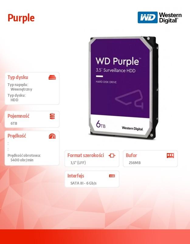 Western Digital WD Violetinė 6TB SATA 6Gb/s CE HDD 3.5inch internal 256MB Cache Bulk