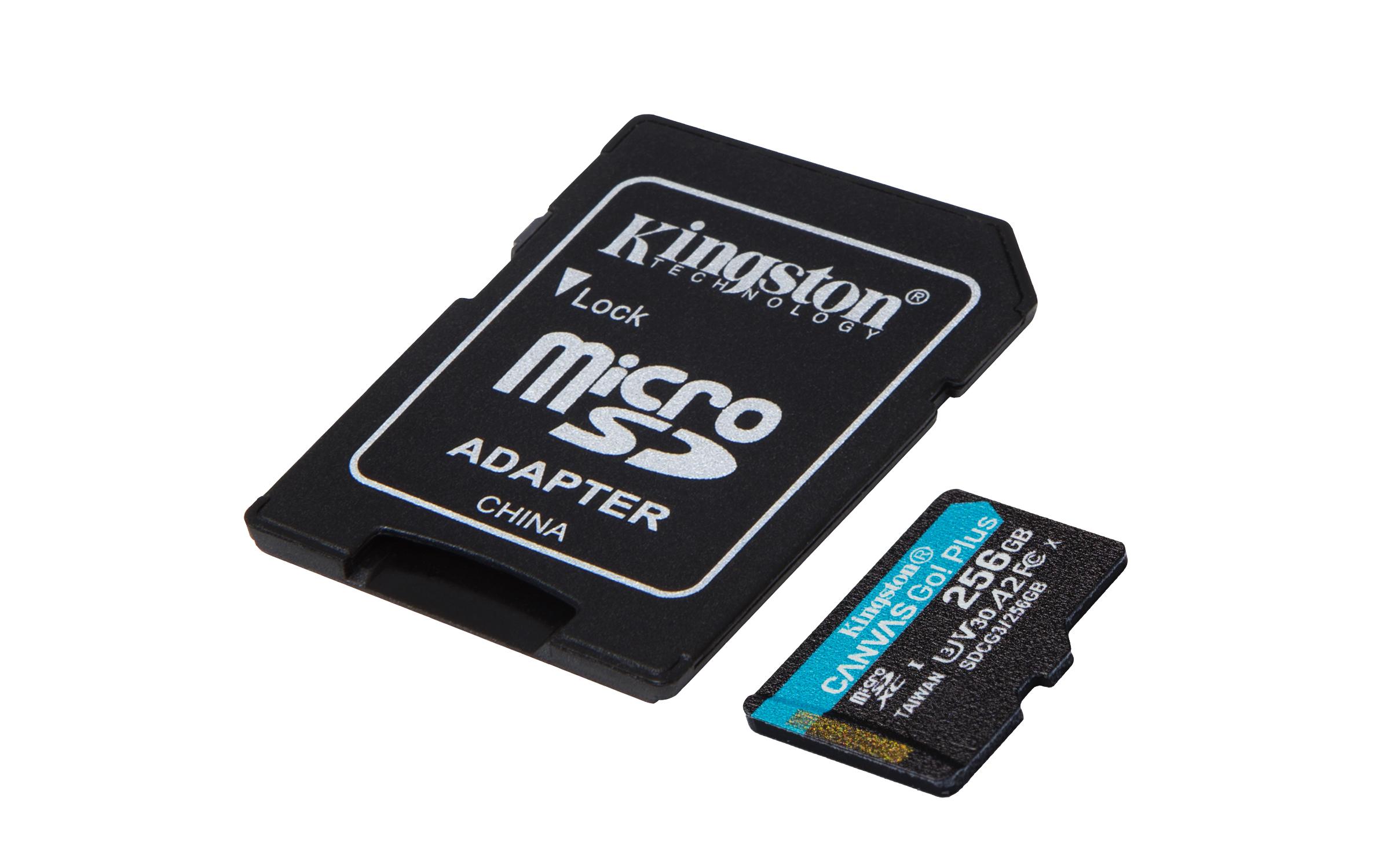 Atminties kortelė „Kingston“ 256 GB „Micro SDXC Canvas Go Plus 170R A2 U3 V30“ kortelė su ADP