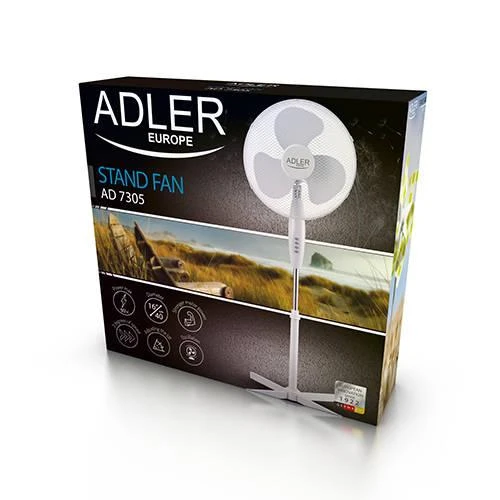 Ventiliatorius Adler AD 7305,  90W, 40cm (Baltas)