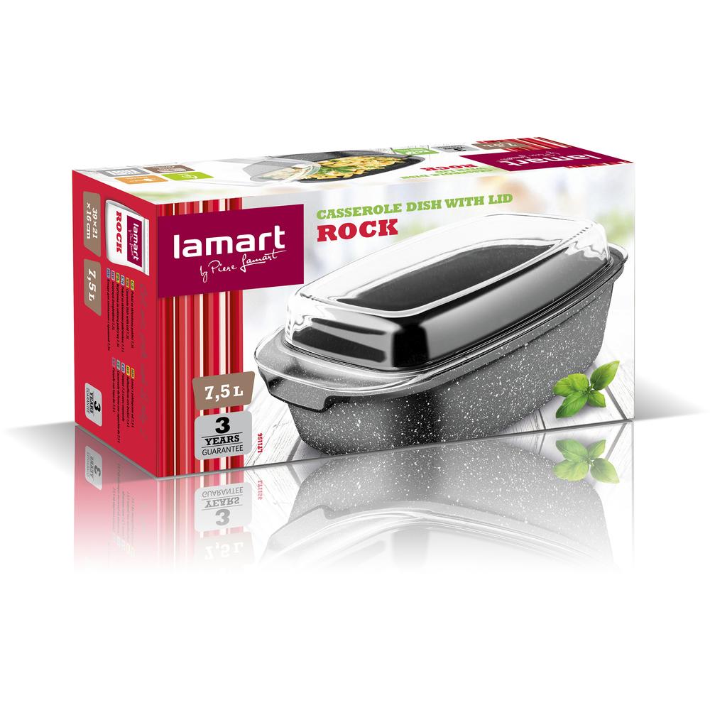 7,5 l keptuvė su dangčiu Marble Lamart, juoda