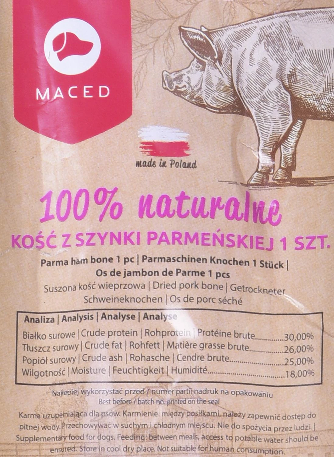 MACED Parmos kumpio kaulas - šunims skirtas kramtukas - 330 g