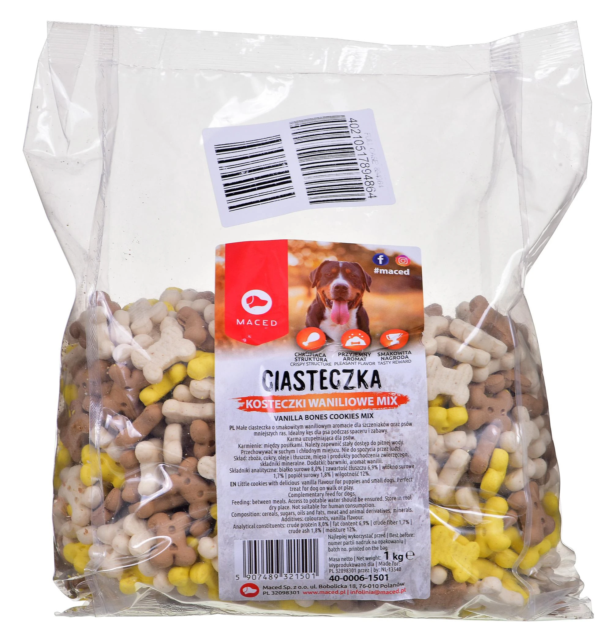 MACED Bones Cookies Vanilla Mix - skanėstas šunims - 1kg