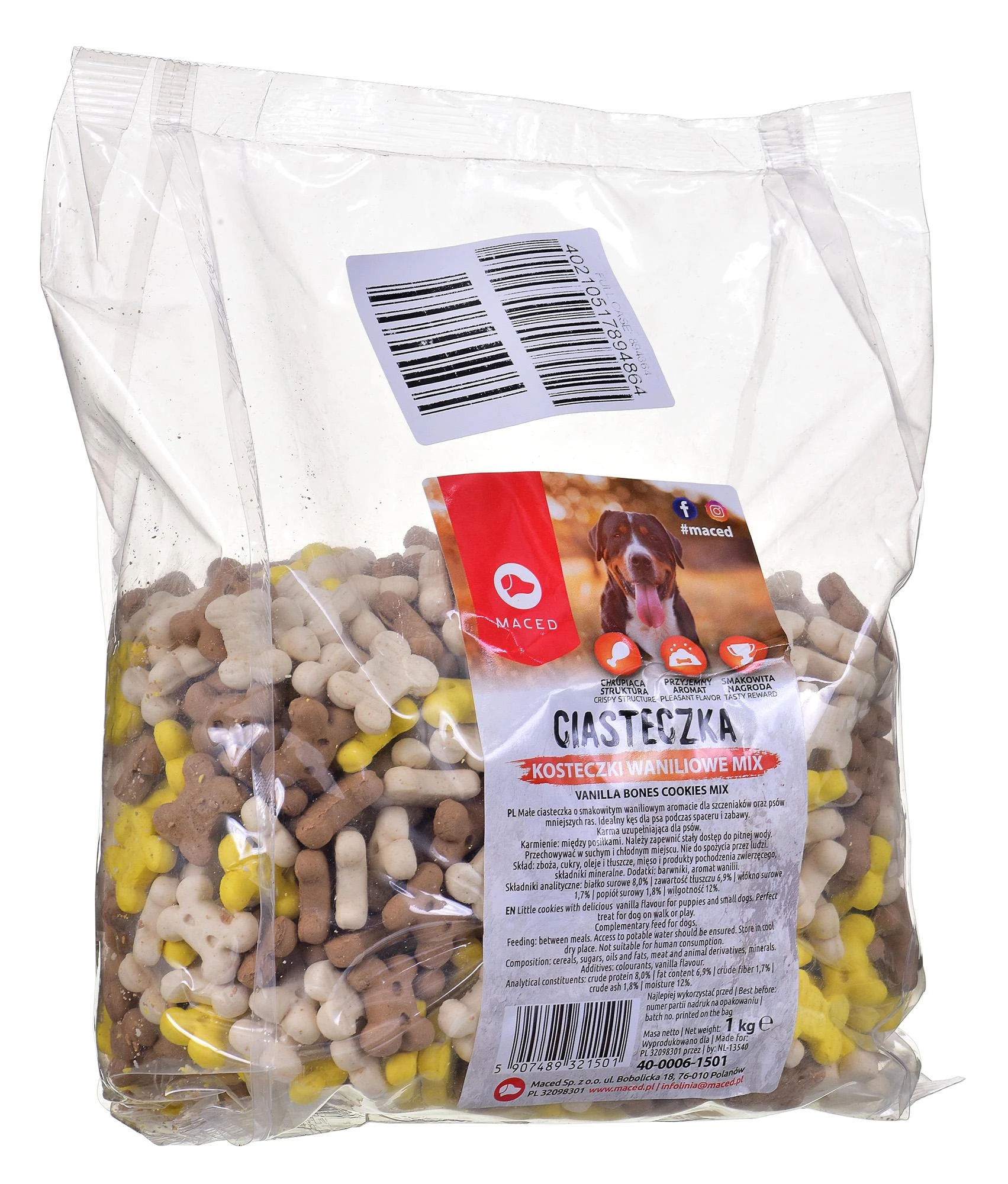 MACED Bones Cookies Vanilla Mix - skanėstas šunims - 1kg