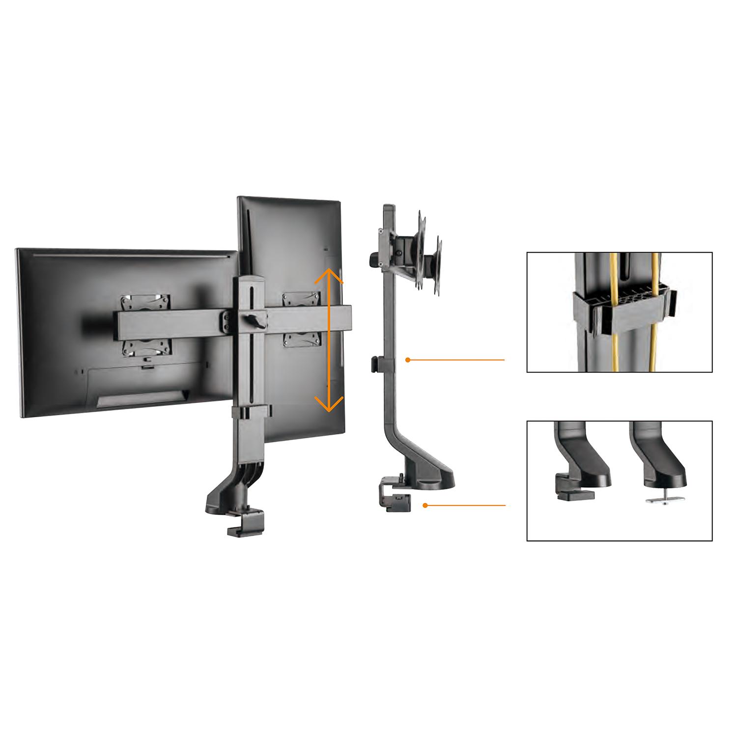 Laikiklis MACLEAN DESK MOUNT HANGER FOR 2 MONITORS MC-854