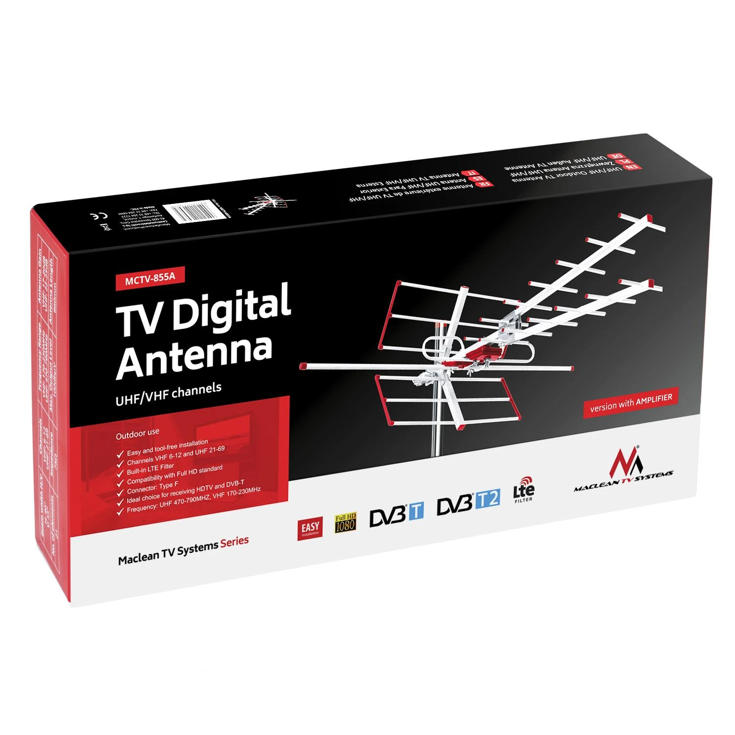 MACLEAN MCTV-855A Maclean MCTV-855A išorinė antena TV DVB-T Combo UHF VHF aktyvus max 100dBuV