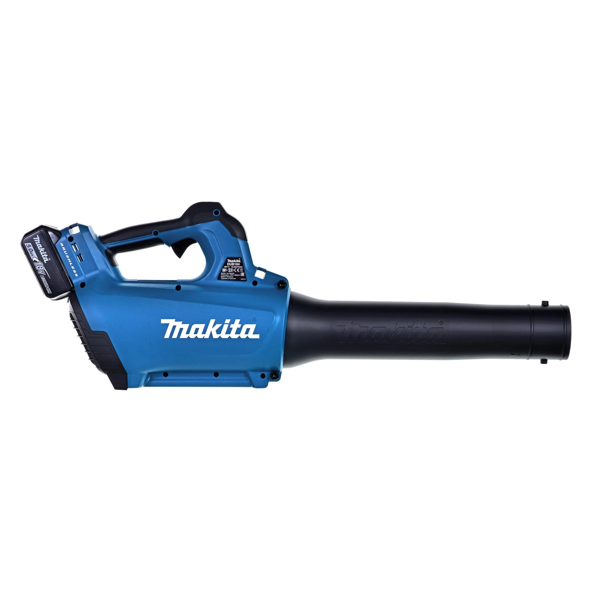 Makita DUB184RT Akumuliatorinis pūstuvas, 18 V, 1x 5.0Ah, DC18RC, Li-ion, BL variklis, 12.7m³/min