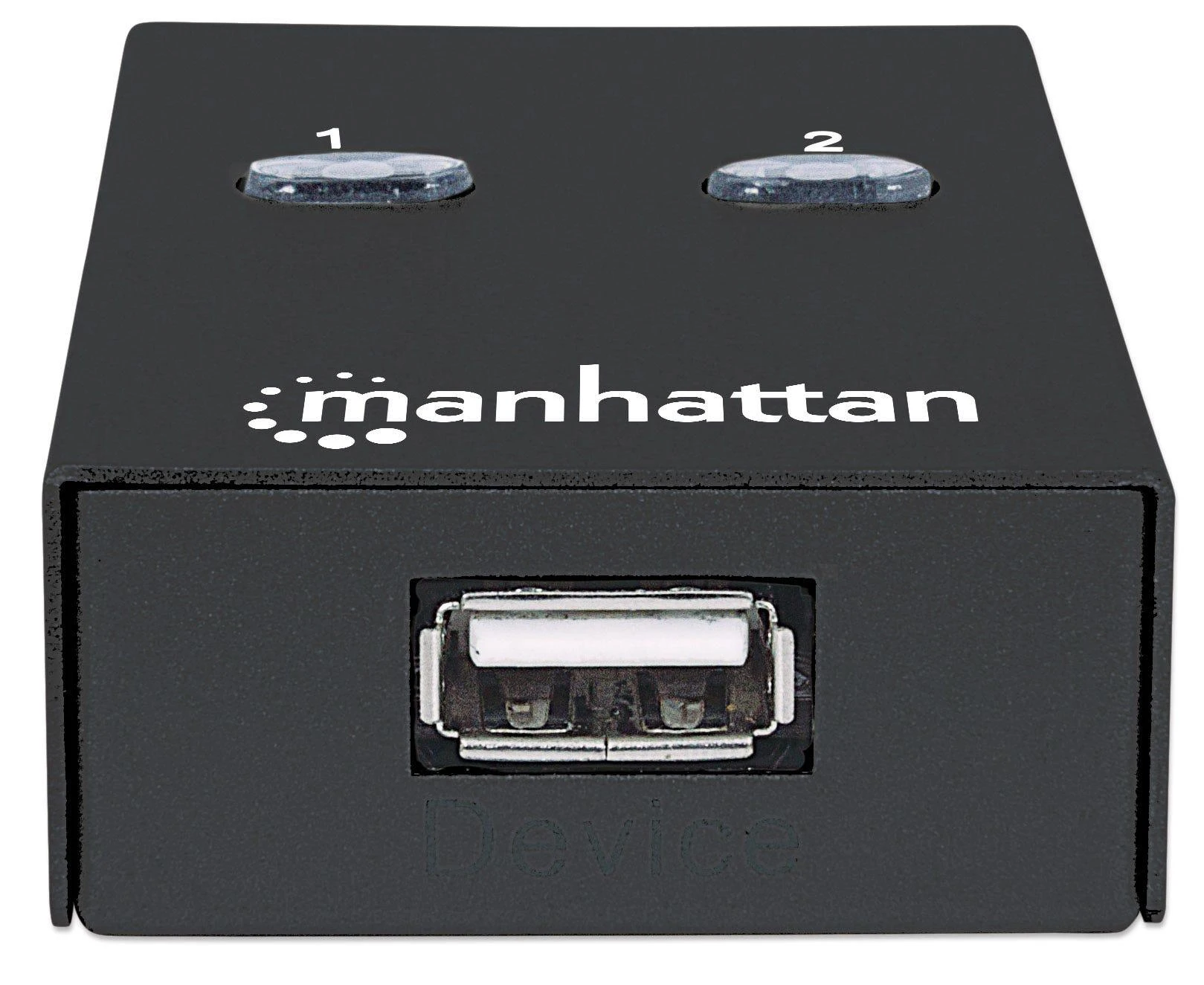 Intracom MANHATTAN Hi-Speed USB 2.0 bendrinimo jungiklis 1x2 prievadai, dvigubas valdymas, automatinio jutiklio USB 2.0 tipo A į B tipo jungiklis