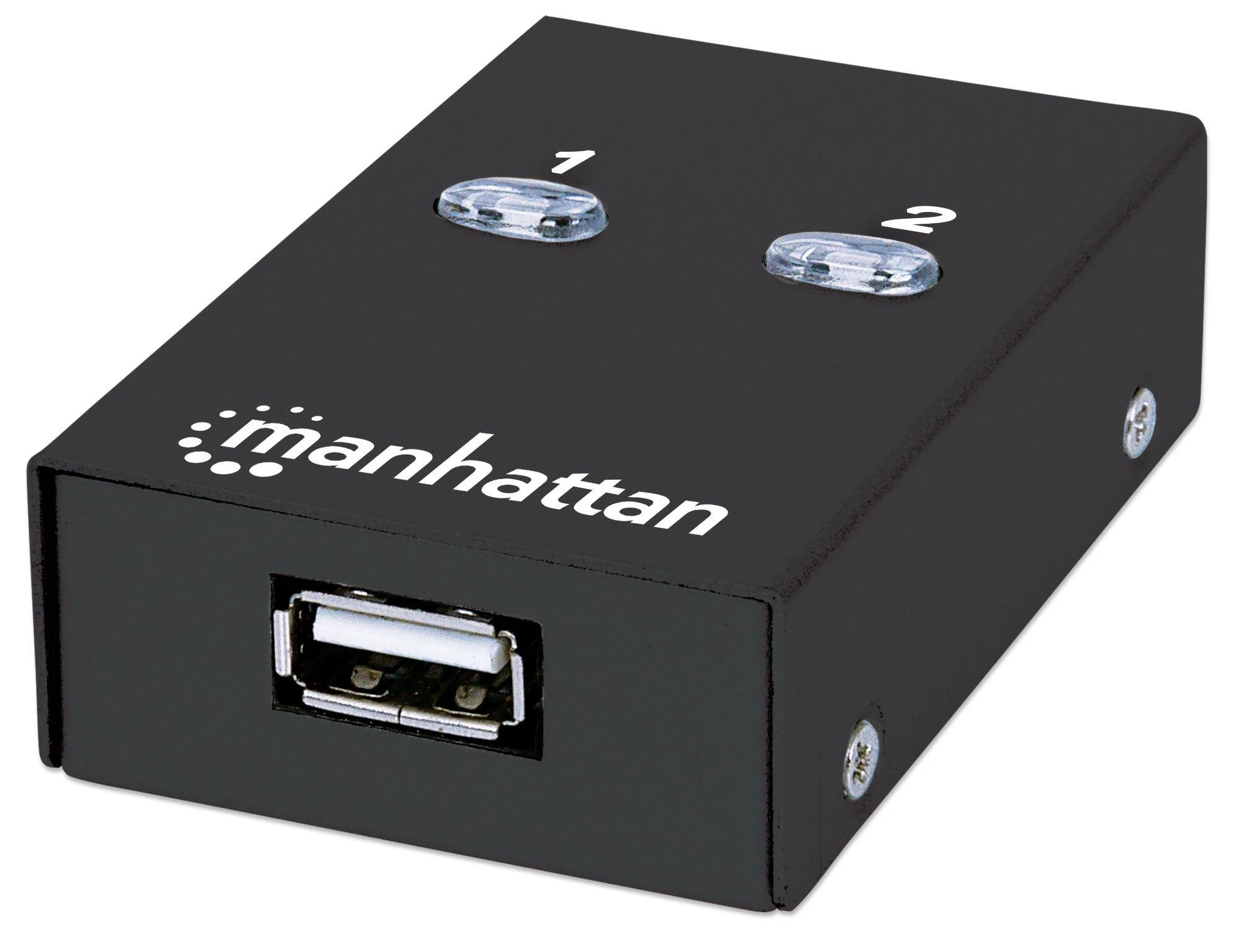 Intracom MANHATTAN Hi-Speed USB 2.0 bendrinimo jungiklis 1x2 prievadai, dvigubas valdymas, automatinio jutiklio USB 2.0 tipo A į B tipo jungiklis
