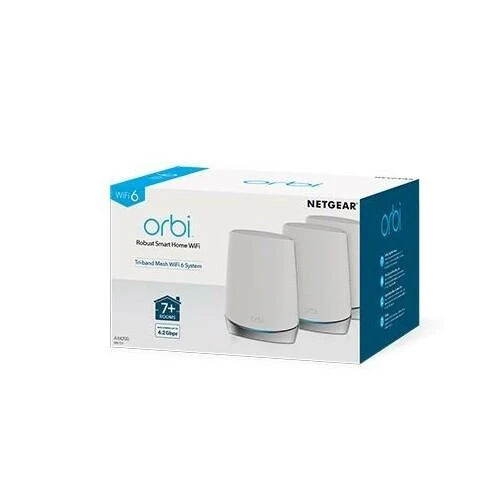 Netgear Orbi WiFi 6 belaidis maršrutizatorius Trijų juostų (2,4 GHz / 5 GHz / 5 GHz) Gigabitinis eternetas Nerūdijančiojo plieno, Balta