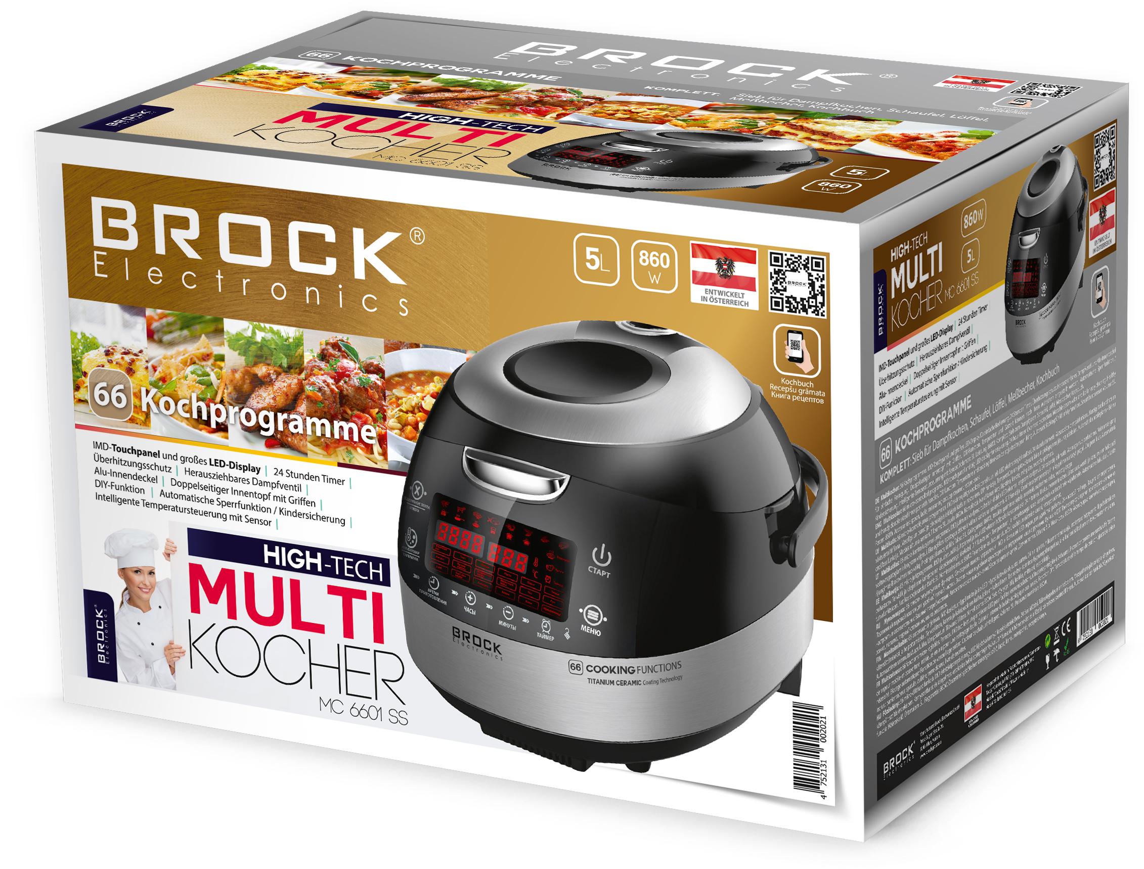MC 6601 SS Aukštos kokybės daugiafunkcinis puodas BROCK MC 6601 SS 5L, 860W