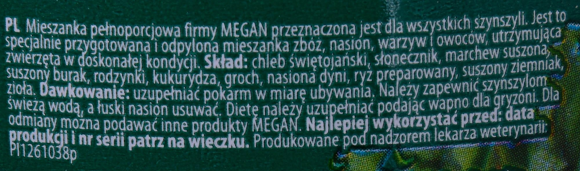 Pašaras šinšiloms Megan, auksinė serija, 305 gr