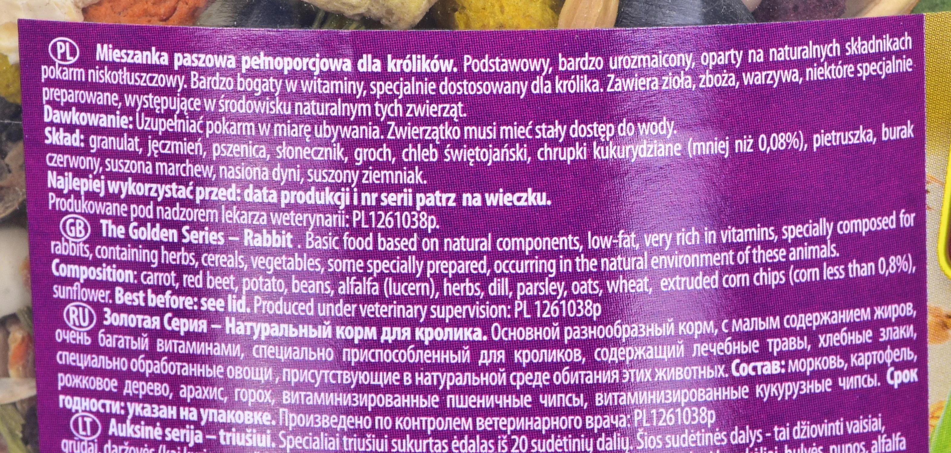 Pašaras triušiams Megan, auksinė serija, 500 gr