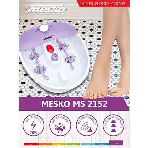 Masažinė kojų vonelė Mesko MS 2152, Baltos/Violetinės spalvos