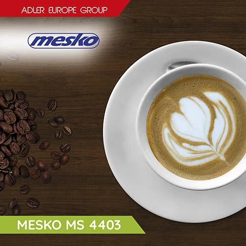 Kavos aparatas Mesko | Espresso Aparatas | MS 4403 | Slėgis 15 bar | Su pieno plakikliu | Semi-automatinis | 850 W | Nerūdijantis plienas/Juodas