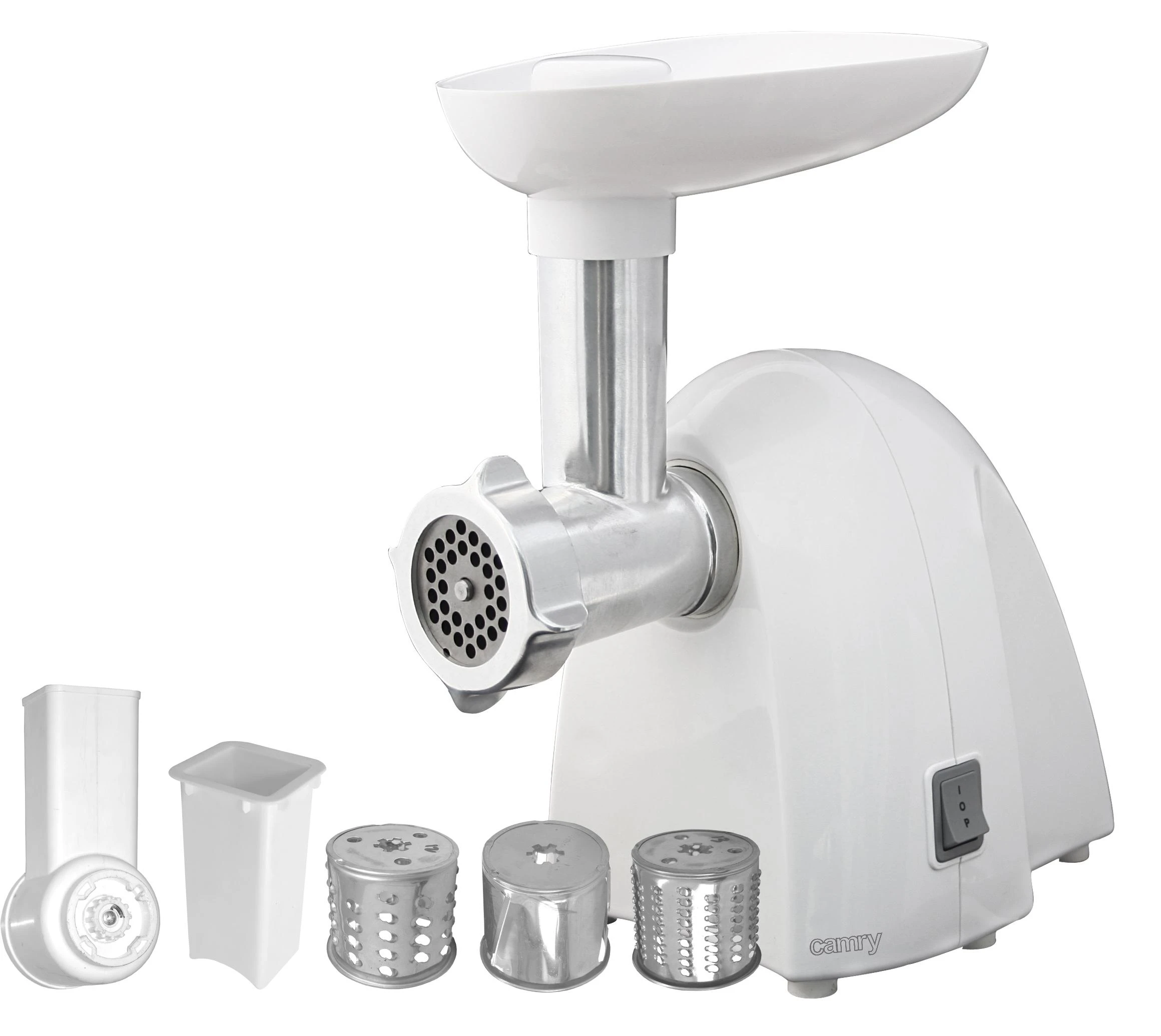 Mėsmalė Camry | CR 4802 | Baltas | 600-1500 W | Greičių skaičius 1 | Middle size sieve, mince sieve, poppy sieve, plunger, sausage filler, vegatable attachment.