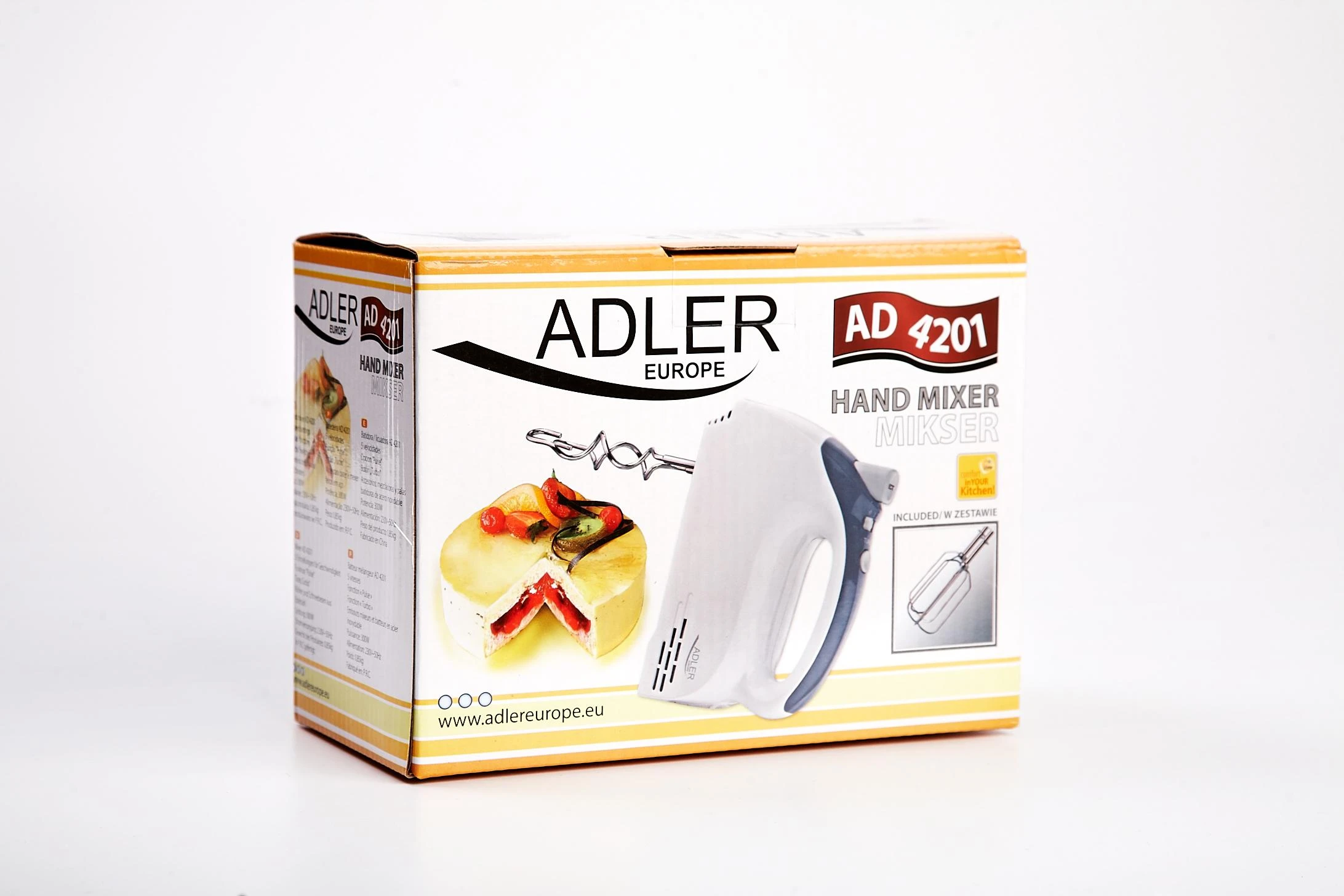 Plakiklis Adler AD 4201 g Baltas, Hand mixer, 300 W, Greičių skaičius 5, Shaft material Nerūdijantis plienas,