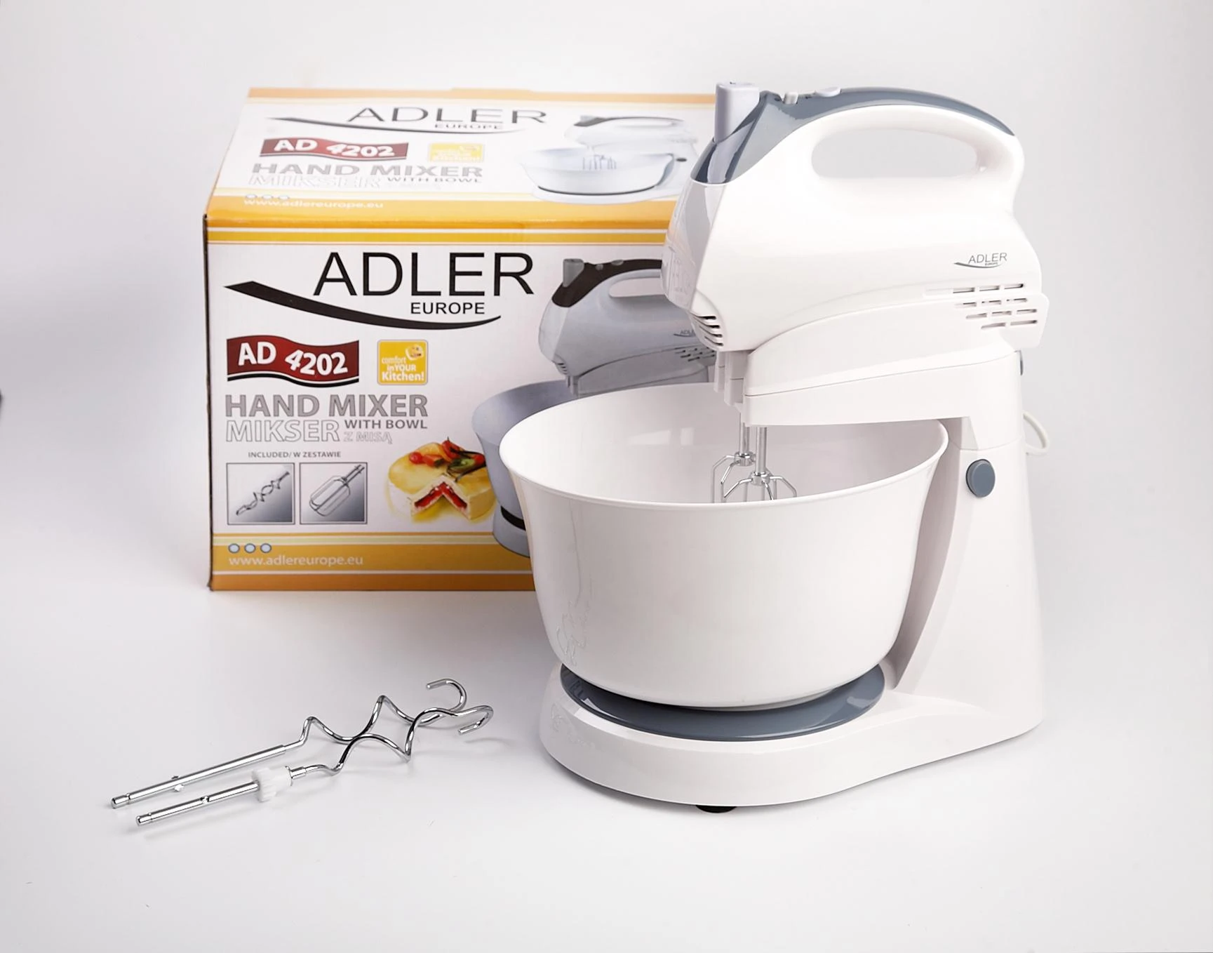 Virtuvinis kombainas Adler | Mixer | AD 4202 | Mixer with bowl | 300 W | Greičių skaičius 5 | Turbo mode | Baltas