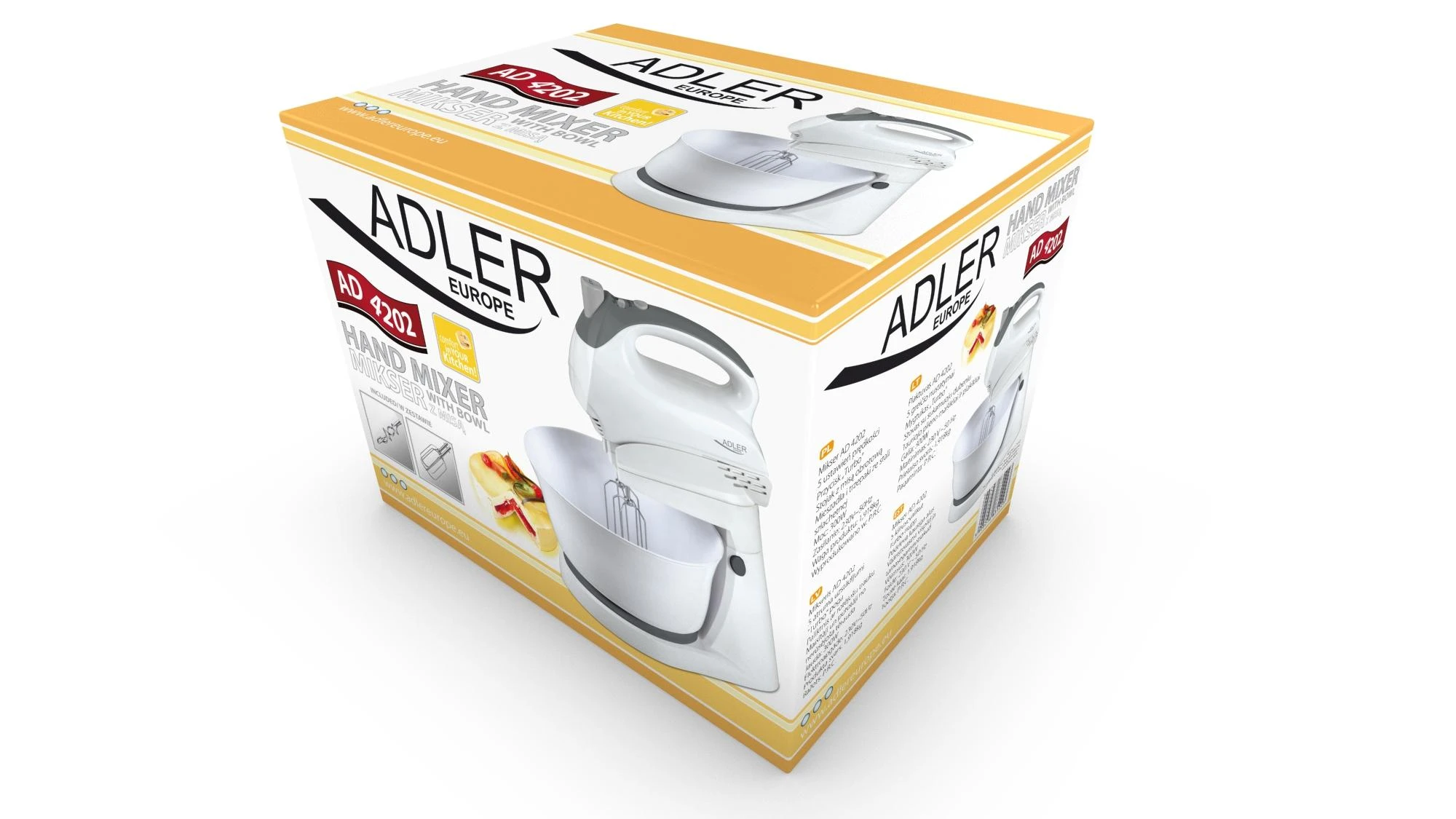 Virtuvinis kombainas Adler | Mixer | AD 4202 | Mixer with bowl | 300 W | Greičių skaičius 5 | Turbo mode | Baltas