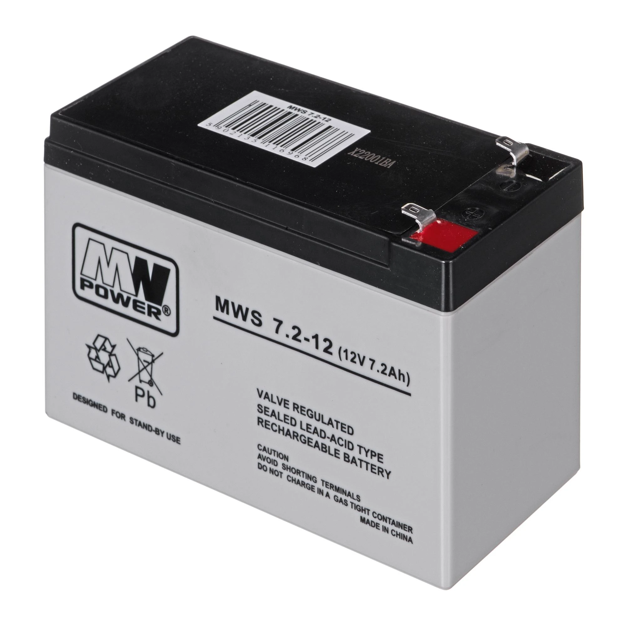 Power MWS 12V 7.2Ah F1(187) AGM akumuliatorius, 5 metai