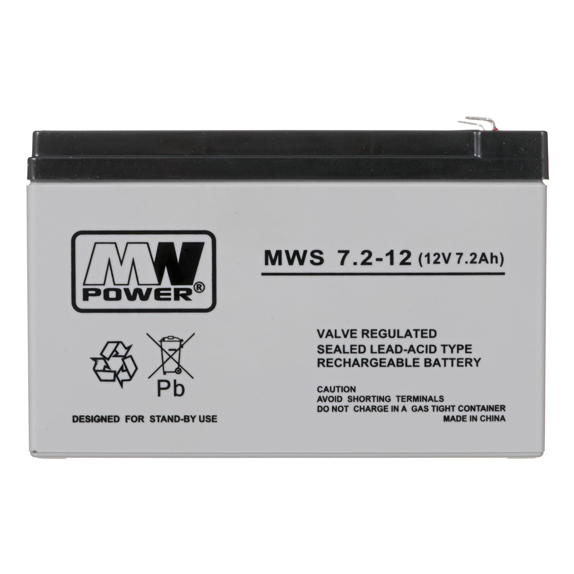 Power MWS 12V 7.2Ah F1(187) AGM akumuliatorius, 5 metai