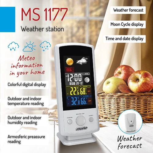 Mesko | MS 1177 | Juodas | Colorful Digital Ekranas | Weather station