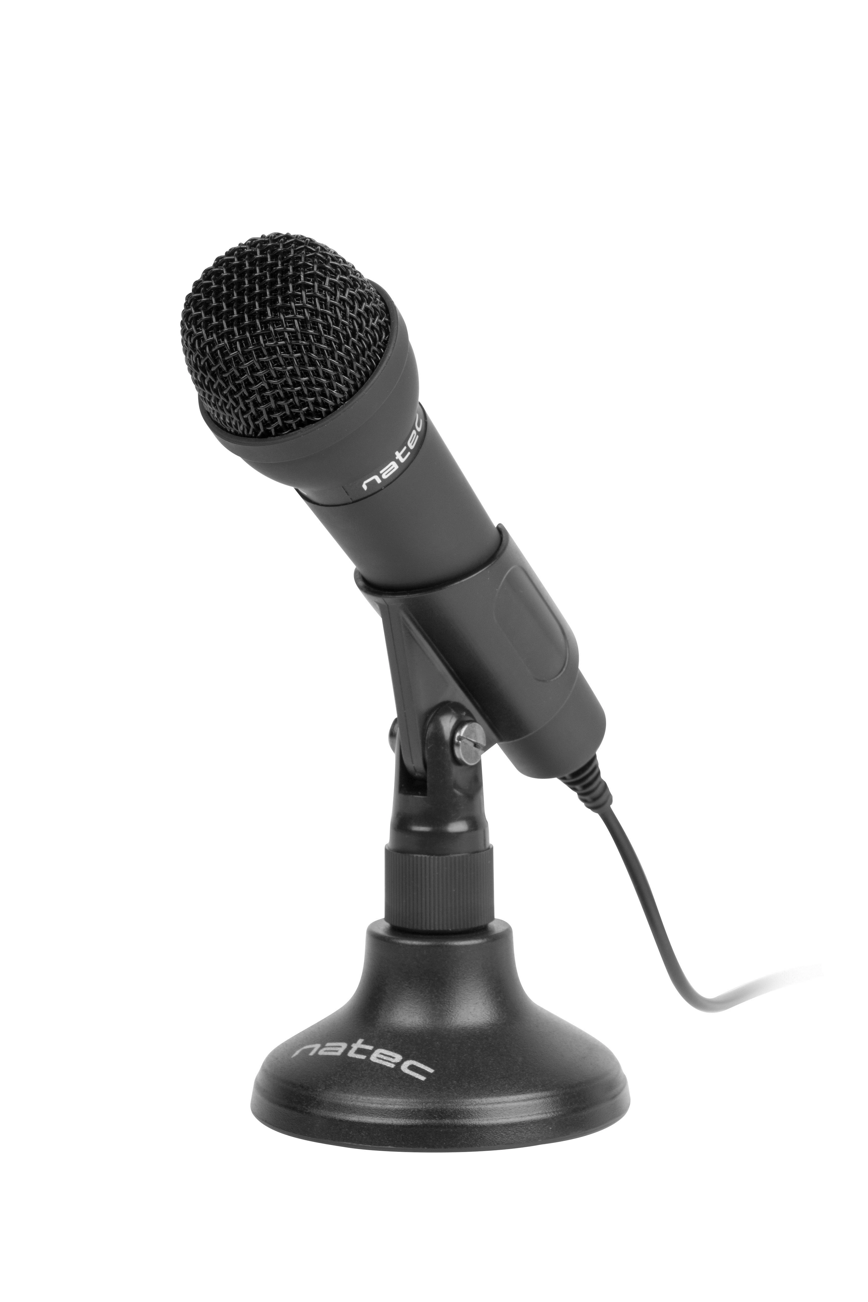 NATEC NMI-0776 mikrofono papildiklis Juodas mini lizdas 3,5 mm žemo triukšmo visaekcinis mikrofonas