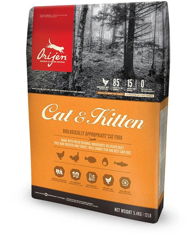 Orijen Cat & Kitten sausas maistas katėms vištiena, žuvis, kalakutiena 340 g