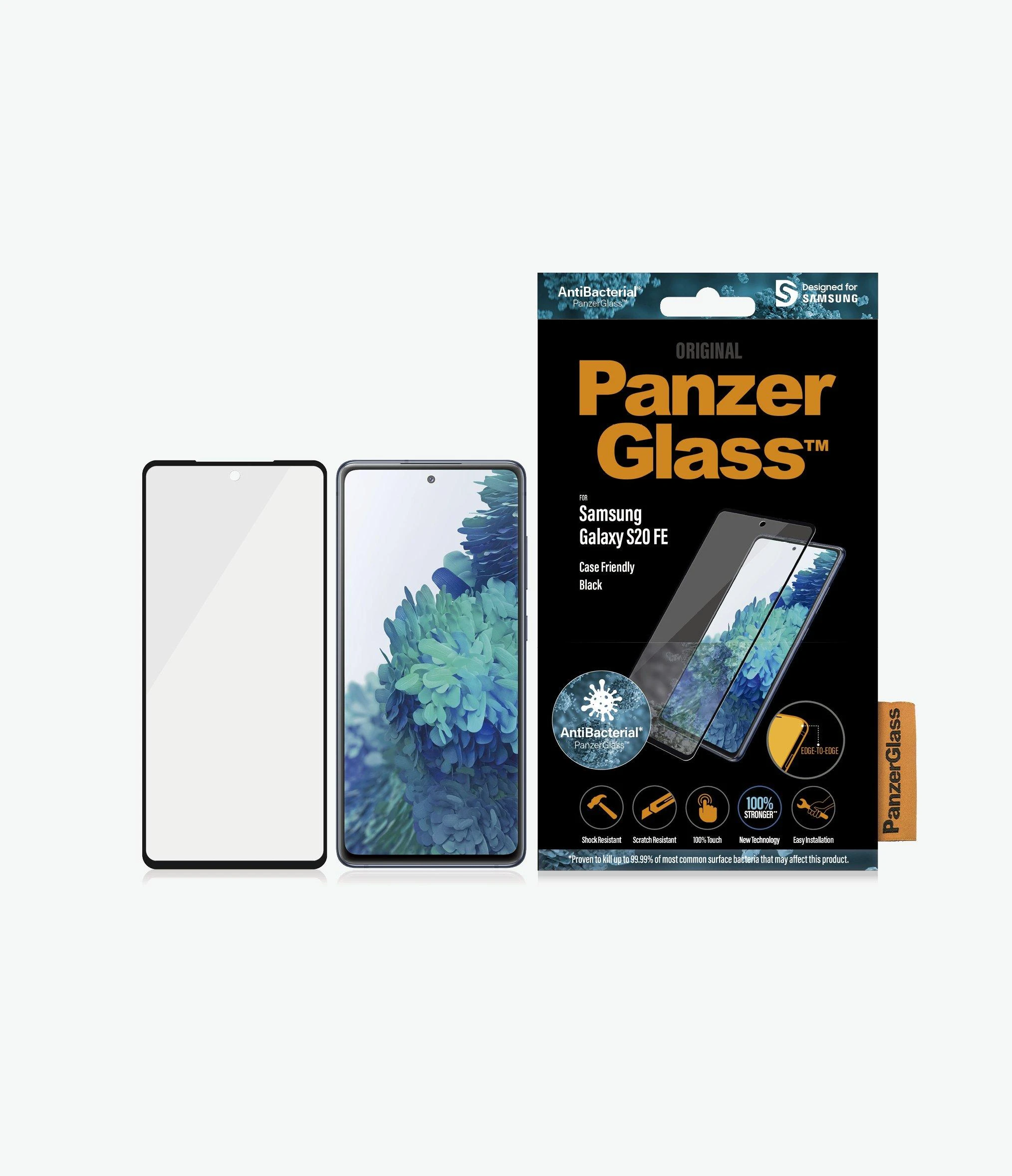 Panzer Glass PanzerGlass | Samsung | Galaxy S20 FE CF | Stiklas | Juodas | Veikia su veido atpažinimo funkcija ir yra suderinamas su ekrane esančiu pirštų atspaudų skaitytuvu; Tinka atvejams | Skaidri ekrano apsauga
