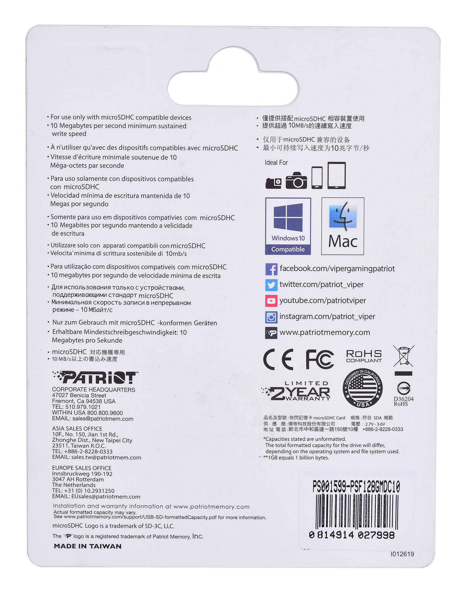 Atminties kortelė Blow Micro SDXC kortelė 128GB + SD adapteris PATRIOT