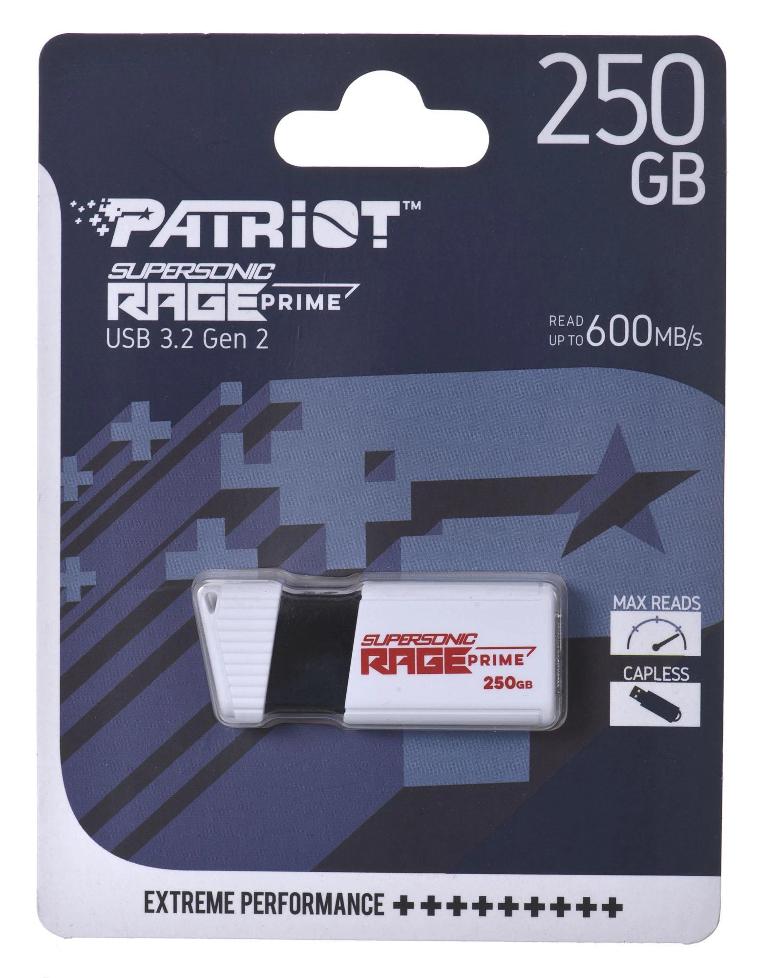 USB Atmintinė - Patriot Rage Prime, 256 GB, 600 MB/S, Juoda