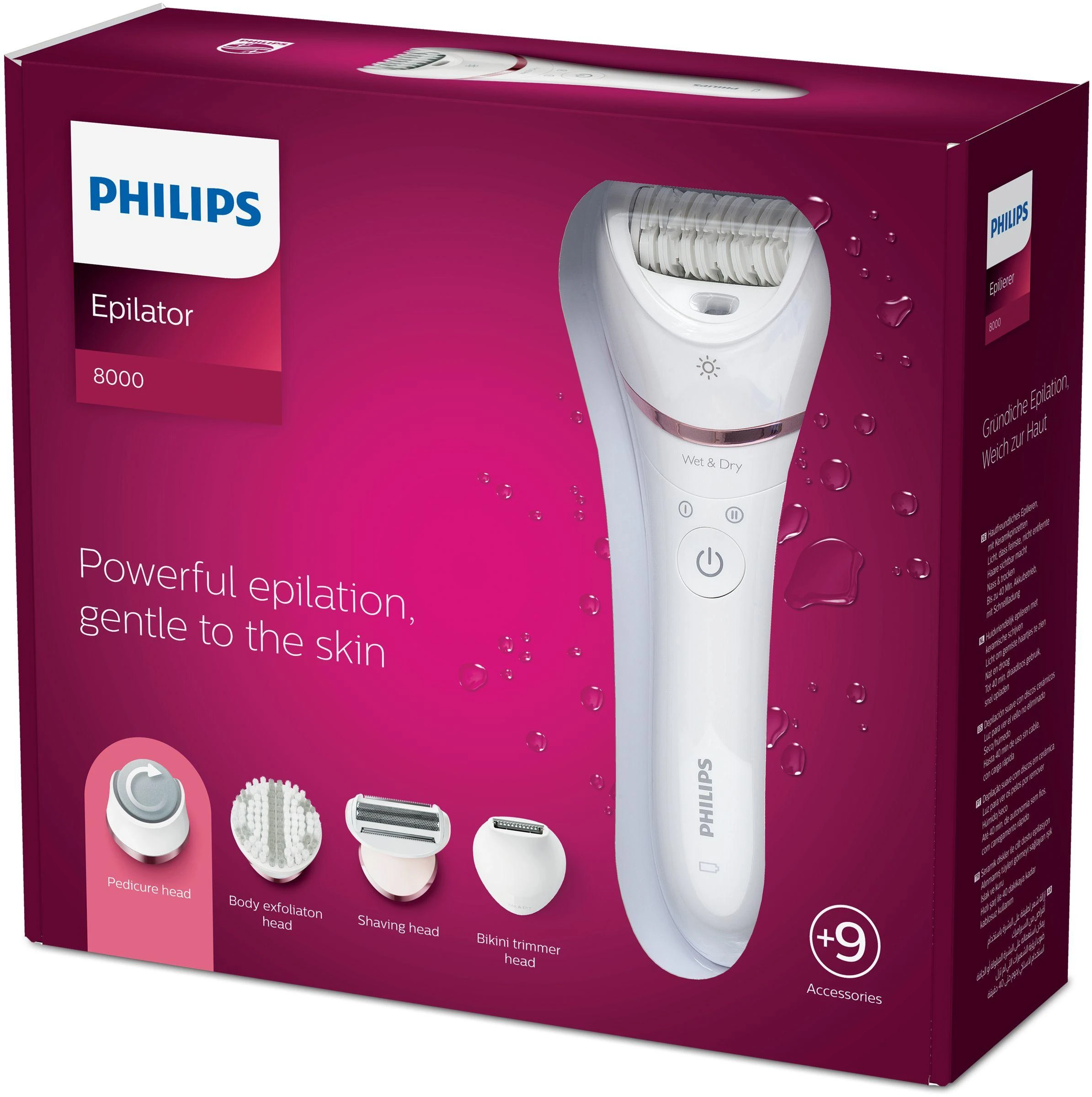 Philips Epilator Series 8000 „Wet & Dry“ epiliatorius BRE740/10
