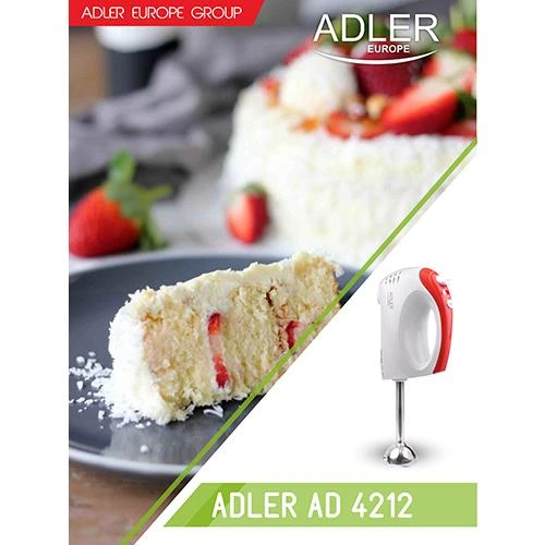 Plakiklis Adler | Mixer | AD 4212 | Hand Mixer | 300 W | Greičių skaičius 5 | Turbo mode | Baltas