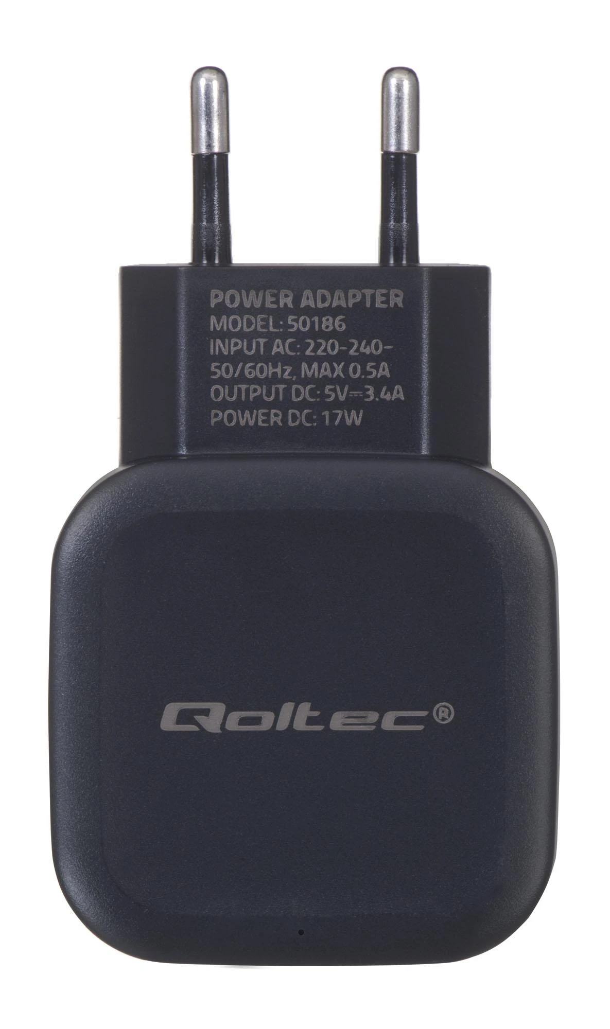 QOLTEC 50186 kintamosios srovės adapteris 17W 5V 3,4A 2xUSB