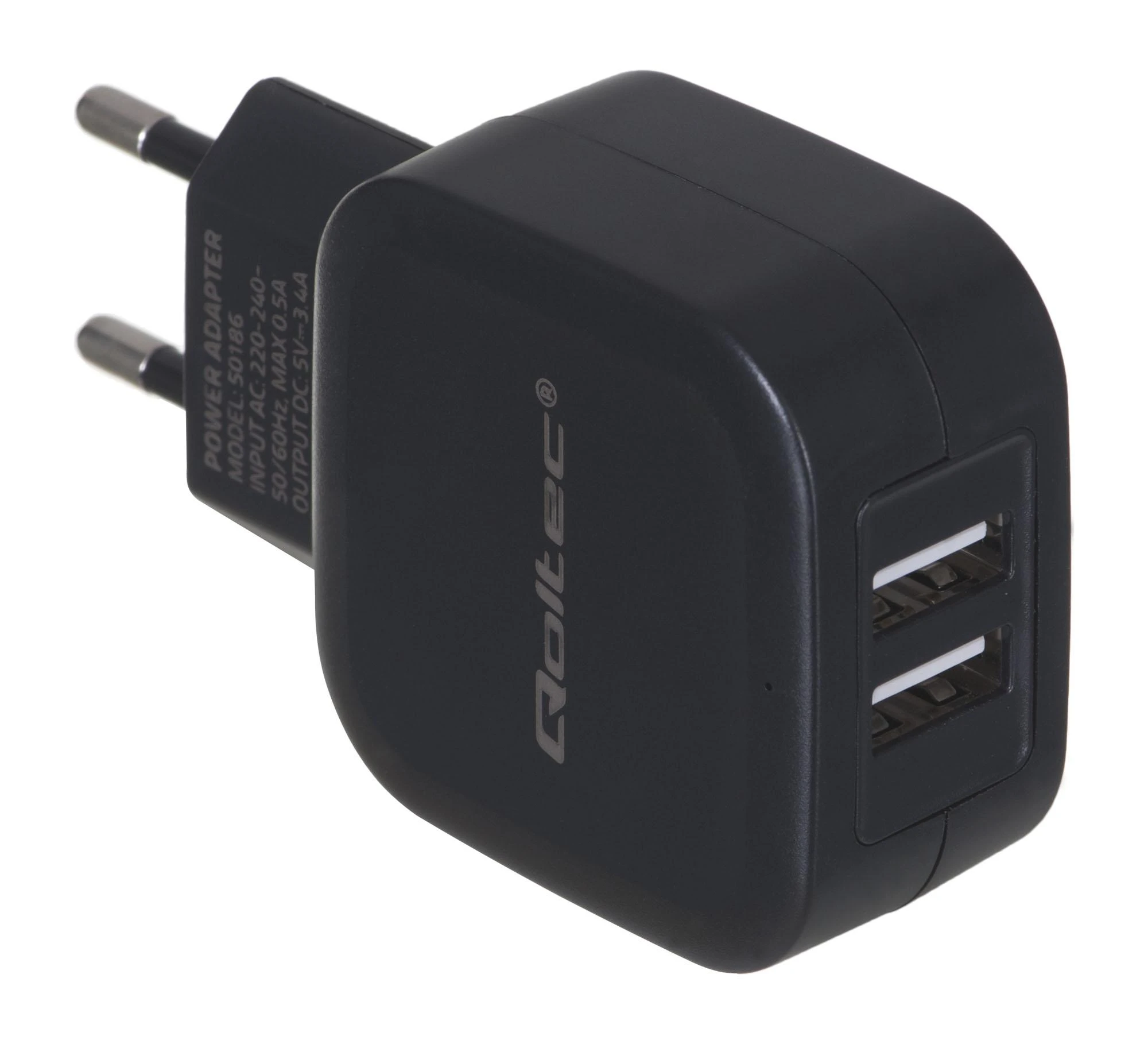 QOLTEC 50186 kintamosios srovės adapteris 17W 5V 3,4A 2xUSB