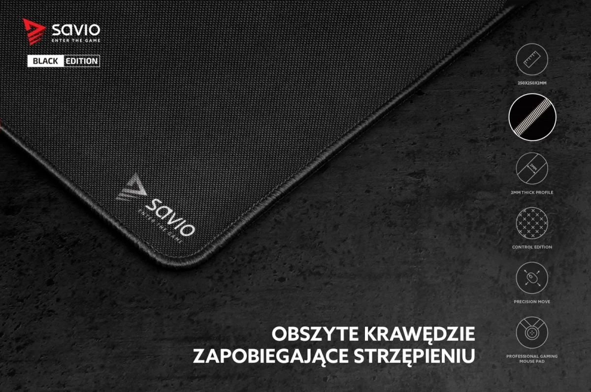 Žaidimų Pelės Kilimėlis - Savio Precision Control S 25x25, Juodas