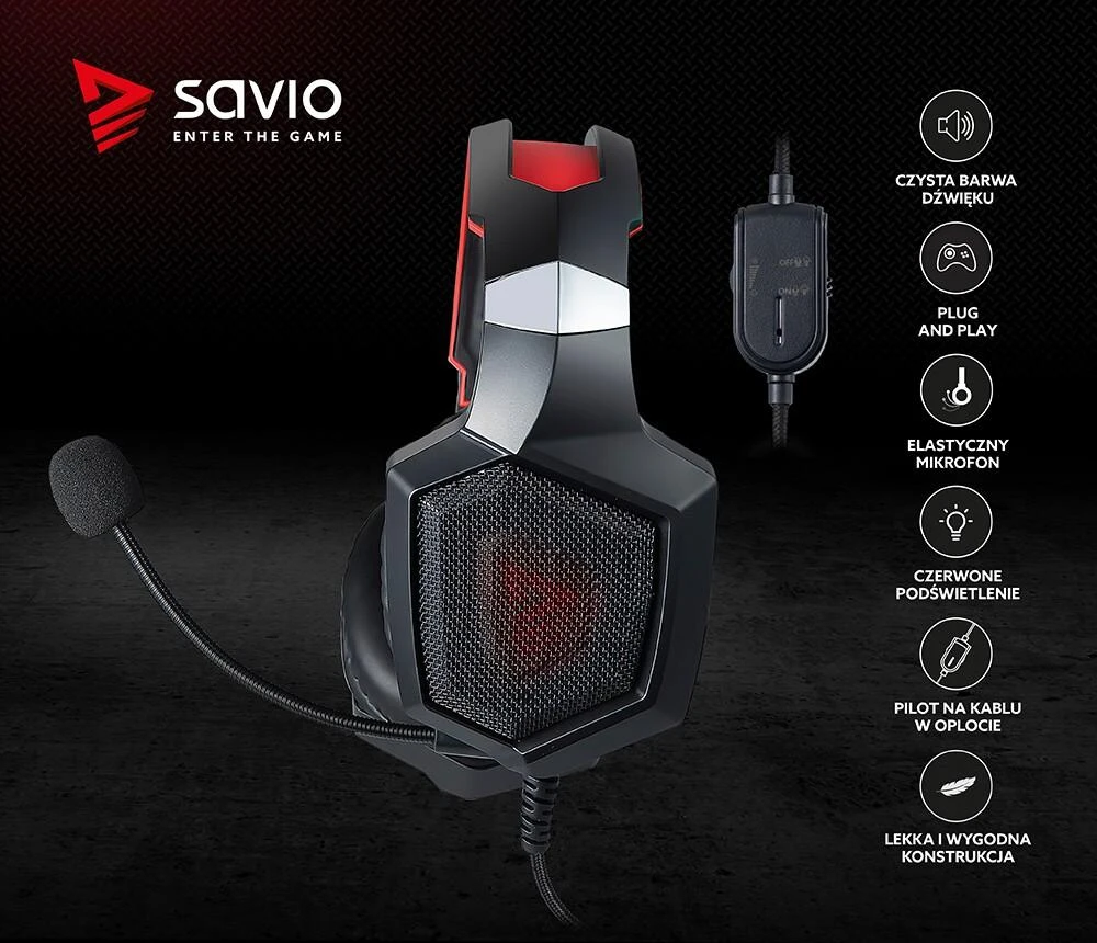 Žaidimų ausinės Savio FORGE Jack 3.5mm + USB
