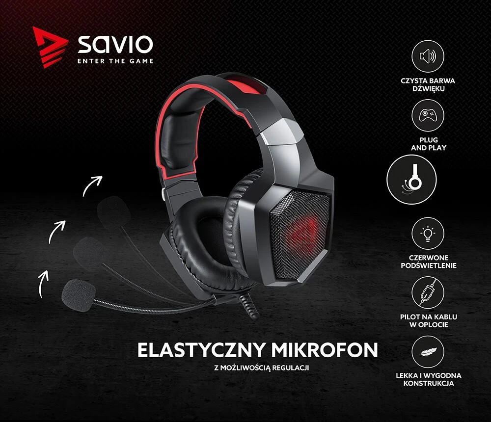 Žaidimų ausinės Savio FORGE Jack 3.5mm + USB