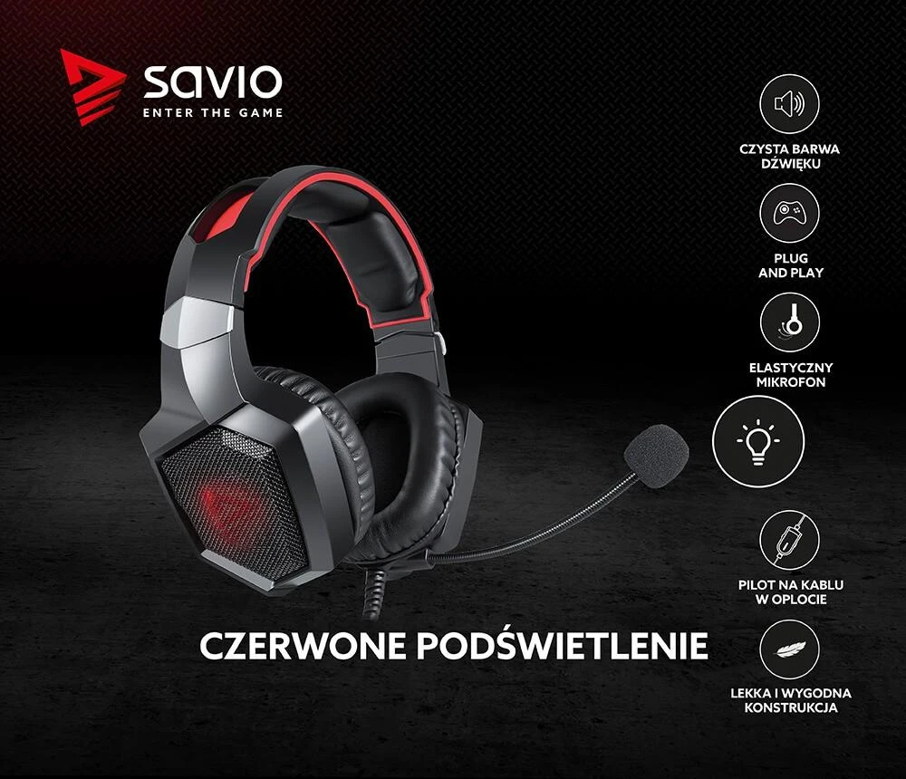 Žaidimų ausinės Savio FORGE Jack 3.5mm + USB